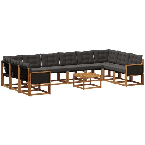 vidaXL Zunanja garnitura za sedenje z blazino 11 pcs Naravna in črna, (5000279756) Cene