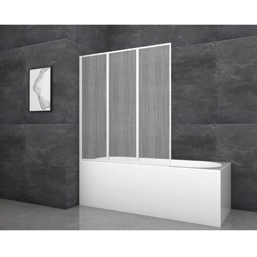 Aurlane zložljiva stena za kopalno kad white cloud 120 cm x 130 cm bela 3-krilna Cene
