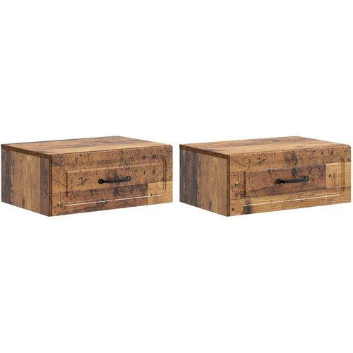  Noćni ormarić za montažu na zid s ladicama 2 pcs Staro drvo - Staro drvo 2 Cene