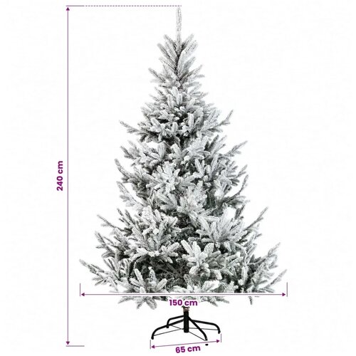  Umjetno božićno drvce s nogom 240 cm PVC i metal - Zelena i bijela 240 cm bez LED svjetala Slike