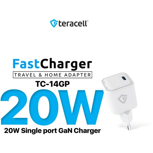 Teracell kućni punjač evolution TC-14GP, gan, pd 3.0, 20W beli ce Slike