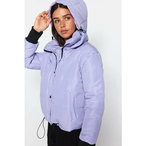 Trendyol Light Blue Oversized Hooded Water-repellent Quilted Inflatable Coat