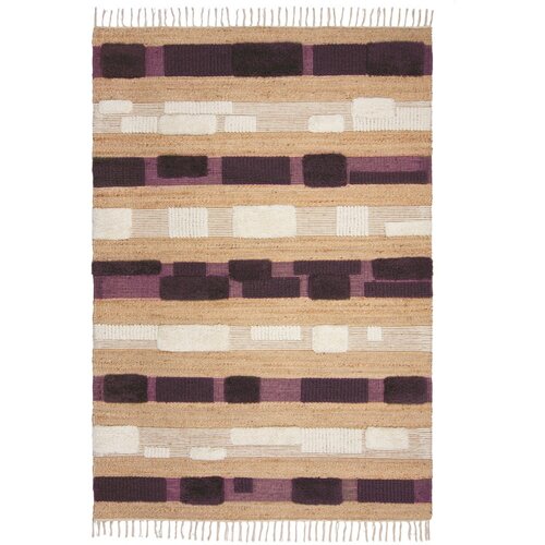 Flair Rugs vijolična/v naravni barvi ročno tkana preproga iz me&amp;scaron;anice jute 160x230 cm medina blocks &amp;ndash; Slike