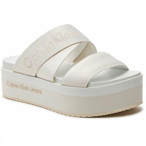 Calvin Klein Jeans Natikači Flatform Sandal Webbing In Mr YW0YW01361 Bela