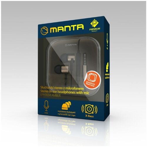 Manta slu&amp;scaron;alice + mikrofon, in-ear, alumin, 4 nastavka, kutija, crna/zla EPH9004 Slike
