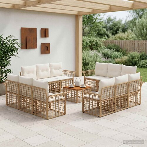  Set vanjskih sofa 13 kom. Prirodna i krema bijela Poliester Cene