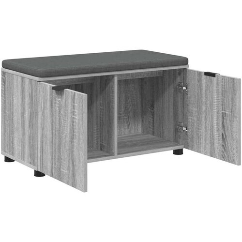  Klupa za hodnik s jastukom Siva Sonoma 80 x 38 x 46 cm Slike