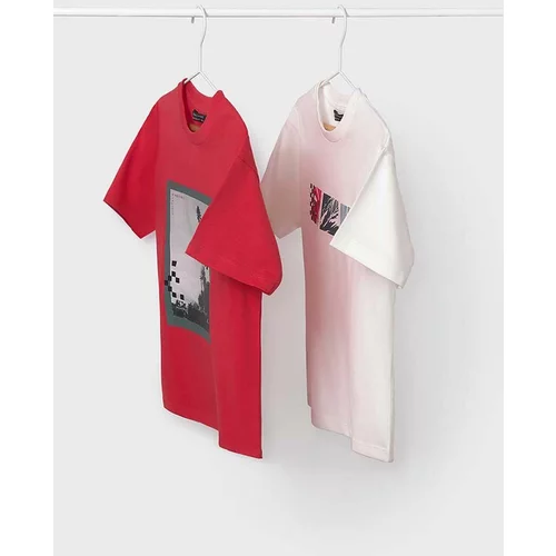 Mayoral Otroška bombažna kratka majica 2-pack rdeča barva
