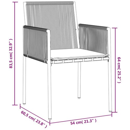 VidaXL Vrtne stolice s jastucima 6 kom crne 54x60 5x83 5 cm poliratan Slike
