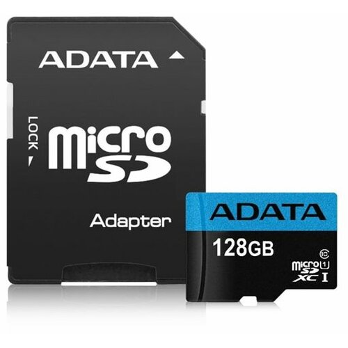 Adata UHS-I MicroSDXC 128GB class 10 + adapter AUSDX128GUICL10 85-RA1 memorijska kartica Slike