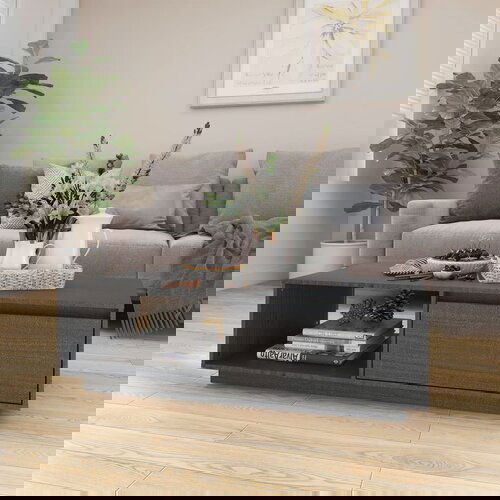 VidaXL Klubska mizica siva 110x50x33,5 cm trdna borovina Slike