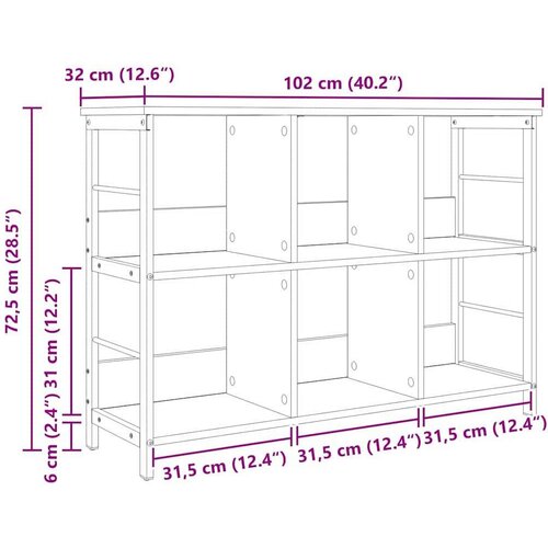 VidaXL Polica Crni hrast 102 x 32 x 72,5 cm Konstruirano drvo Slike