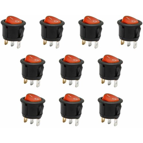 Delight 10x osvetljeno preklopno vgradno stikalo, 6 A - 250 V, ON - OFF, rdeča luč Slike