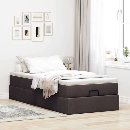 VidaXL otomanski okvir kreveta s madraca tamnosmeđi 90x200cm tkanine Slike