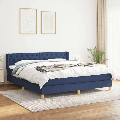  Box spring postelja z vzmetnico modra 160x200 cm blago, (20896120)
