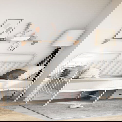 vidaXL Postelje in posteljni okviri Beli Kovina 90 x 200 cm Cene