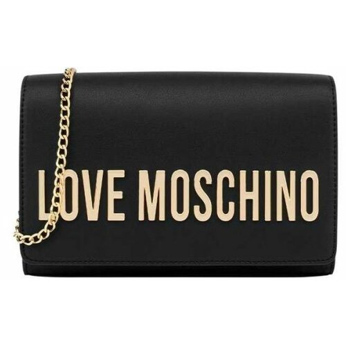 Love Moschino - - Crna torbica sa zlatnim logom Cene