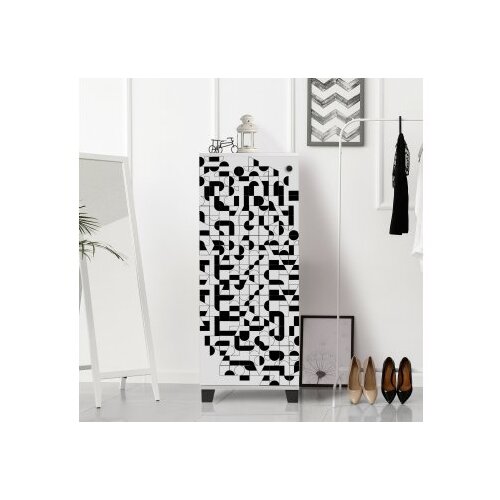 Woody Fashion Stalak za cipele 50x127x38cm Bijelo-crni Slike