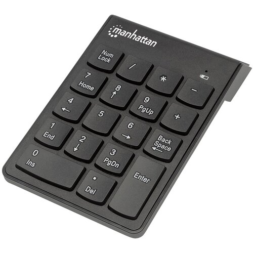 Manhattan Numeric Keypad, Wireless (2.4GHz), USB-A Micro Receiver, 18 Full Size Keys, Black, Membrane Key Switches, Auto Power Management, Range 10m, AAA Battery (included), Windows and Mac, Three Year Warranty Cijene