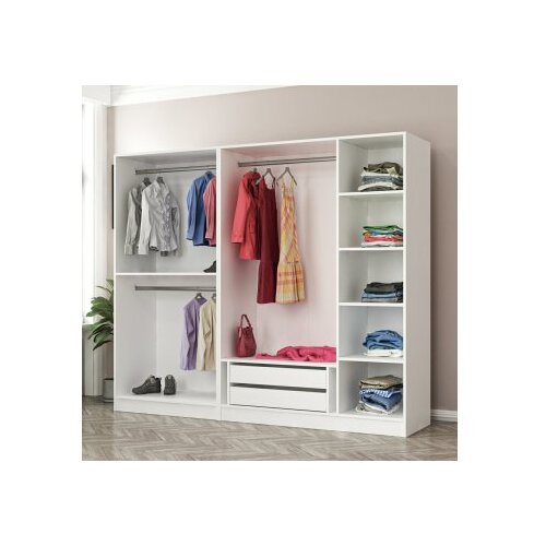 Hanah home Ormar Kale 225x190x52cm Bijelo-crni Slike