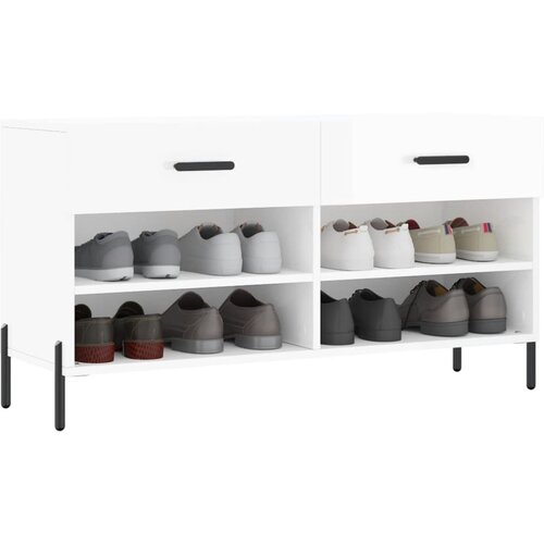  Klupa za cipele sjajna bijela 102x35x55 cm konstruirano drvo Slike