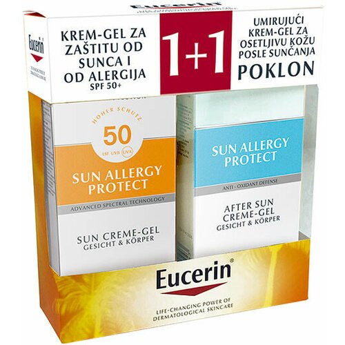 Eucerin box sun allergy (krem-gel za zaštitu od sunca spf 50 i od alergija+umirujući krem-gel za osetljivu kožu posle sunčanja) Slike