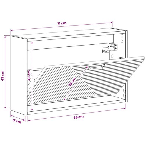  Ormar za cipele na zidu HAARLEM 71 x 17 x 43 cm Crna Slike
