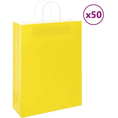 Papirnate vrećice 50 kom s ručkama žute 32x12x42 cm Cijene