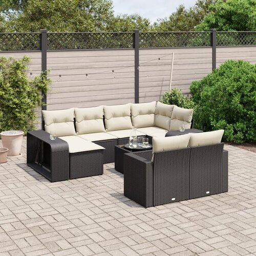 vidaXL 11-dijelni set vrtnih sofa od poliratana s jastucima crni Cijene