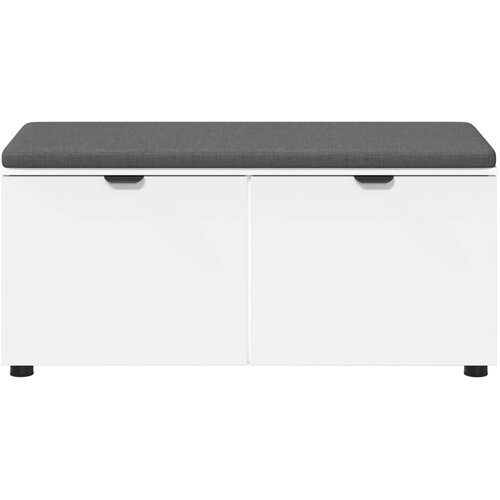  Klupa za hodnik s jastukom s policom Bijeli 100 x 38 x 46 cm Slike