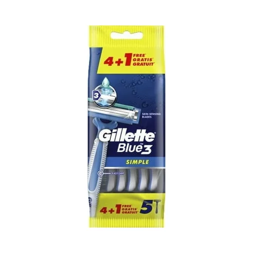 Gillette Blue3 Simple brivniki za enkratno uporabo 4+1 kos.
