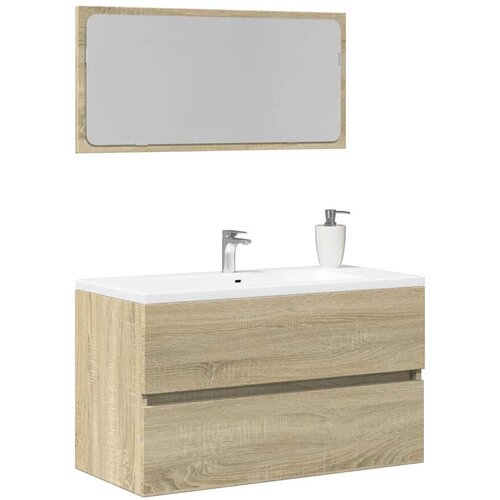 Furnova Kopalniška omarica z ogledalom sonoma hrast 80x38,5x45 cm, (21947087) Cene