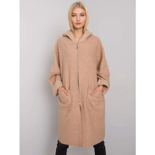 Fashion Hunters OCH BELLA Ladies' beige coat with pockets Slike