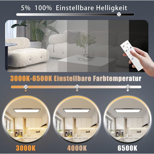 Nettlife Zatemnljiva LED stropna svetilka 100x25 cm z daljinskim upravljalnikom črna 24W, (22111119) Slike