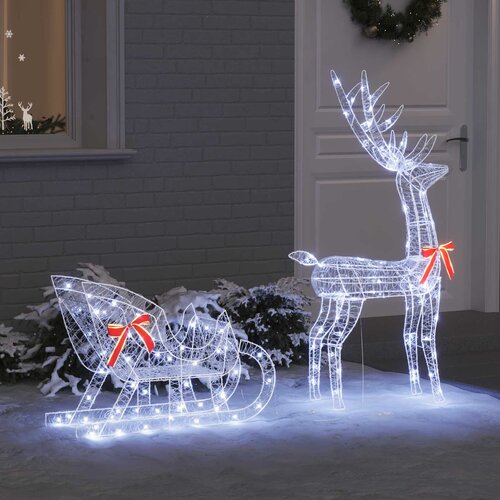  Reindeer vuče saonice Hladna bijela 70 x 26 x 130 cm Akril Cijene