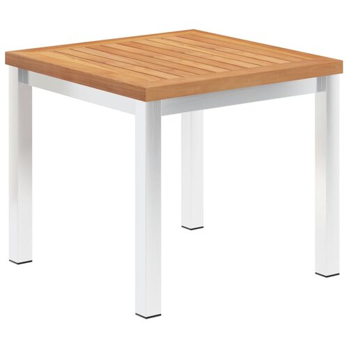 VidaXL Vrtni bočni stolić 45 x 45 x 38 cm od masivne tikovine i čelika Slike
