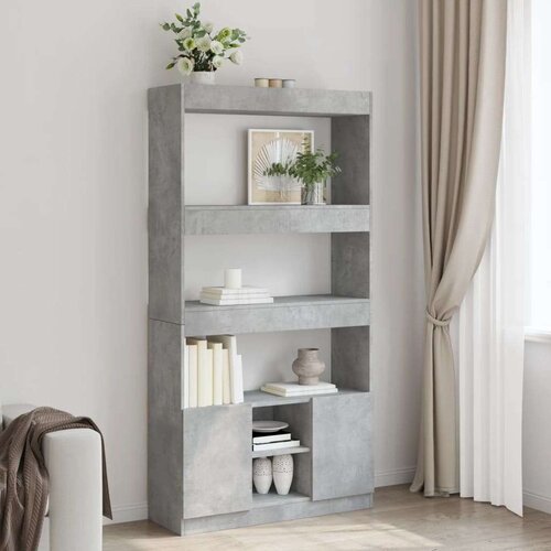  Visoka komoda siva boja betona 92x33x180 cm konstruirano drvo Cijene