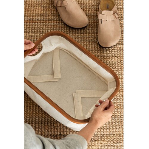 Bigso Kremno bela tekstilna &amp;scaron;katla za shranjevanje 38x26x16 cm Bamboo/Linen &amp;ndash; Slike