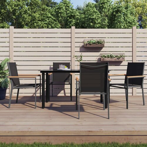 vidaXL Vrtne stolice 4 kom crne 55 x 61 5 x 90 cm tekstilen i čelik Cijene