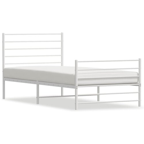 Maison Chic Kovinski Posteljni okvir - Enojna postelja - Postelja za odrasle z vzglavjem in vznožjem bel 100x200 cm, (21696991) Slike