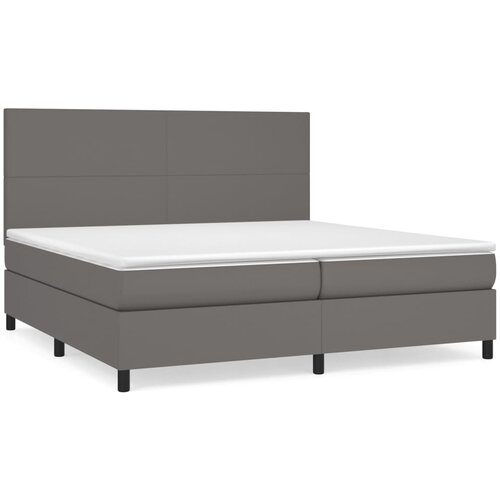 Maison Chic Box spring postelja - Vzmetna postelja z vzmetnico siva 200x200 cm umetno usnje SL14746, (21907228) Cene