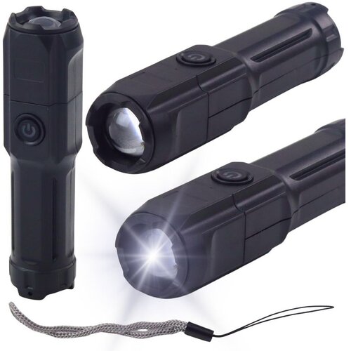  LED svjetiljka s podesivim zumom, 3 načina osvjetljenja, USB punjenje, crna Cijene