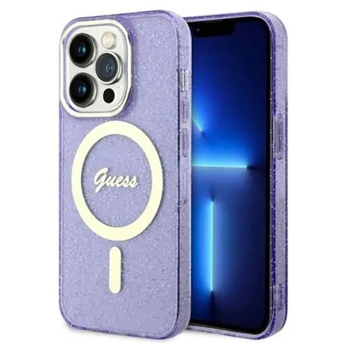 Guess fza iPhone 14 pro IML glitter peony gold purple MagSafe ( GUHMP14LHMPGSU ) Slike