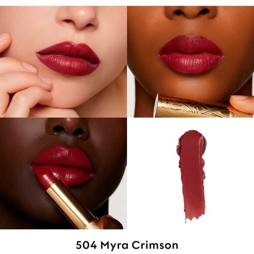 Gucci Beauty Rouge &amp;agrave; L&amp;egrave;vres Satin Lipstick satenasti ruž za usne nijansa 504 Myra Crimson 3.5 g Slike