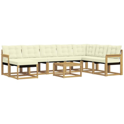 vidaXL Zunanja garnitura za sedenje z blazino 9 pcs Bela in krem, (5000279612) Cene