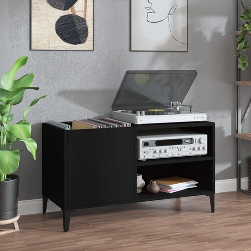 vidaXL Omarica za gramofonske plošče črna 84,5x38x48 cm inženirski les Cene