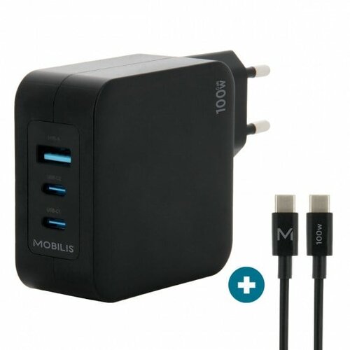 Ravanson Mobilis Charger 100W 2USB C 1USBA GaN cable 100W Laptop, Smartphone, Tablet Black AC Indoor Cene