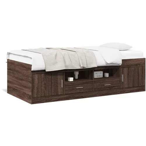 vidaXL Dnevni krevet s ladicama smeđa boja hrasta 100 x 200 cm drveni