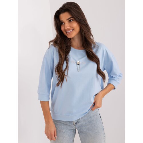 Fashion Hunters Light Blue Oversize Women's Casual Blouse Slike