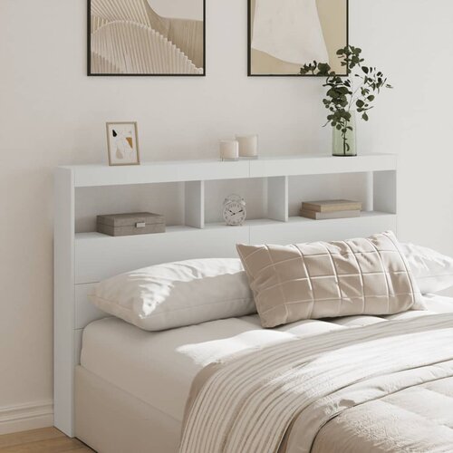  The Living Store Omarica za vzglavje postelje LED bela 160x17x102 cm - Omarica Za Vzglavje Postelje, (21484775) Cene